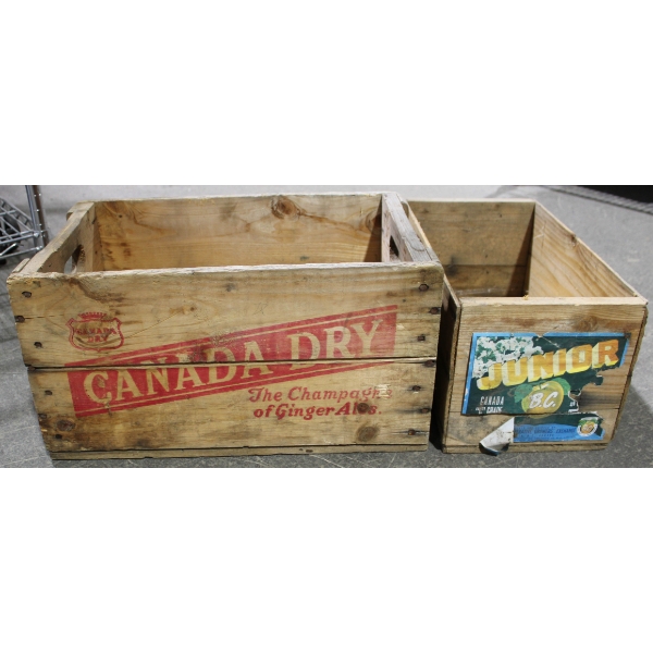 VINT. WOODEN CRATES - CANADA DRY GINGER ALE ETC.
