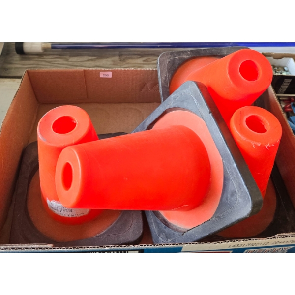 FOUR SMALL ROAD CONES