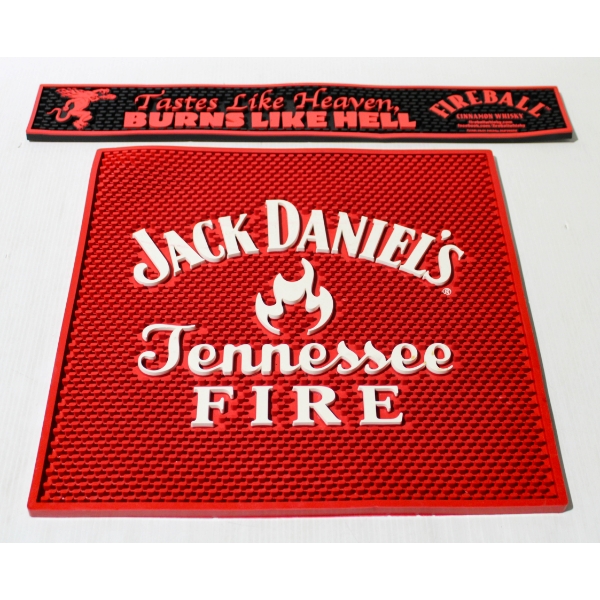 BAR SPILL & DRIP MATS - FIREBALL WHISKY & JACK DANIEL'S