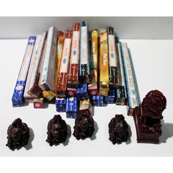 5 INCENSE HOLDERS & 20 BXS ASST INCENSE STICKS