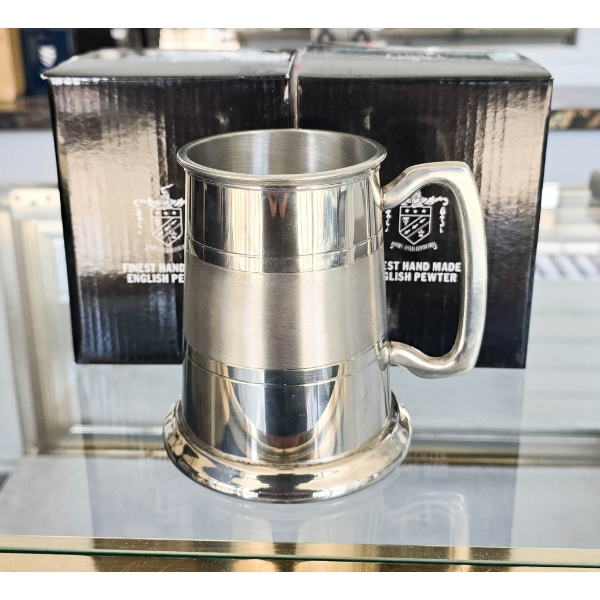 PAIR OF NEW HANDMADE ENGLISH PEWTER TANKARDS