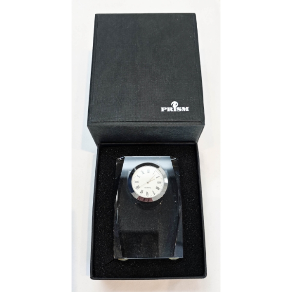 PRISM QUARTZ GLASS DESK CLOCK