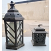 Image 1 : 2 OUTDOOR METAL & WOOD HANGING LANTERNS
