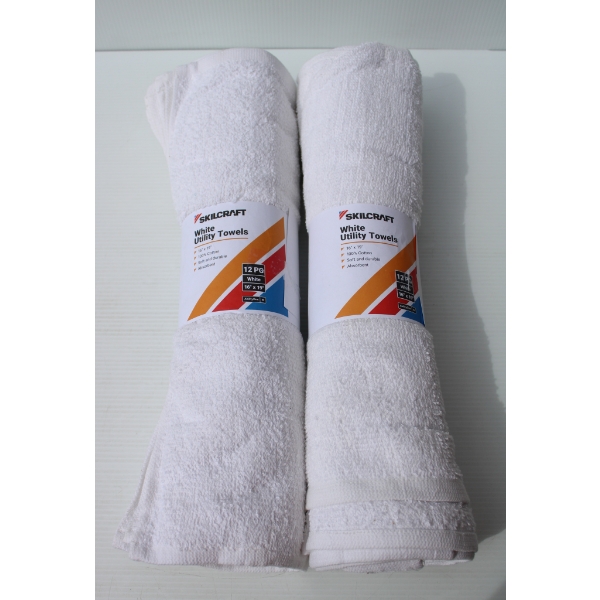 2 X 12 NEW SKILCRAFT WHITE UTILITY TOWELS - 16" X 19"