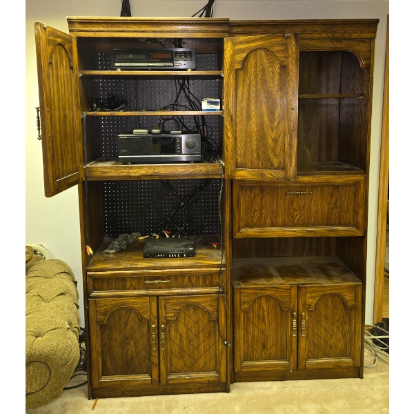 2PCS ENTERTAINMENT STORAGE UNIT WITH CONTENTS