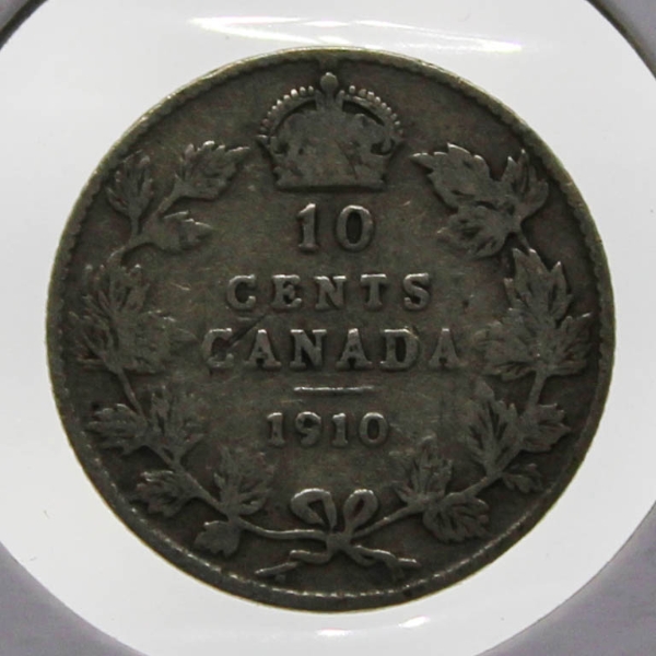 1910 CANADIAN SILVER 10 CENT COIN