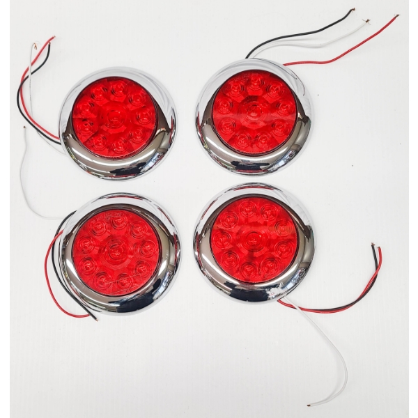 4 NEW LED 4" TRAILER / DECK LIGHTS W/ CHROME TRIM