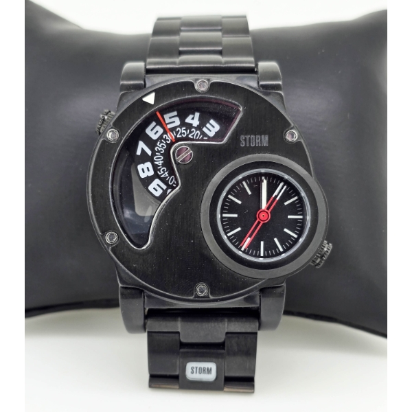 STORM MENS HEAVY BLACK SATELLITE DUAL TIME WATCH