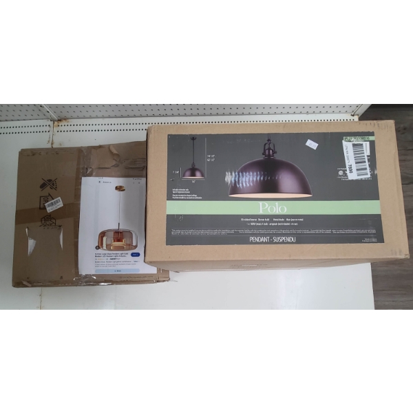 2 HARD WIRED PENDANT FIXTURES