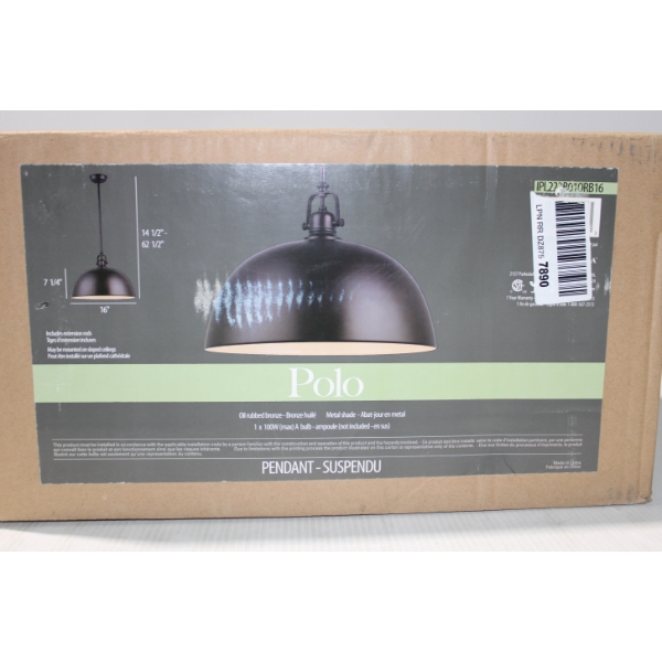 16" NEW POLO LIGHT PENDANT - OIL RUBBED BRONZE  