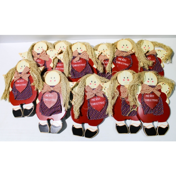 11 NEW CHRISTMAS WOODEN ANGELS - HANGABLE
