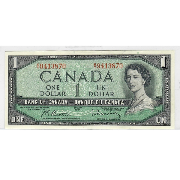 1954 CANADIAN $1 DOLLAR BANK NOTE