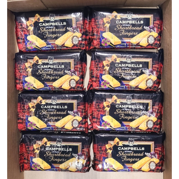 8 X 100G CAMPBELLS SHORTBREAD FINGERS COOKIES