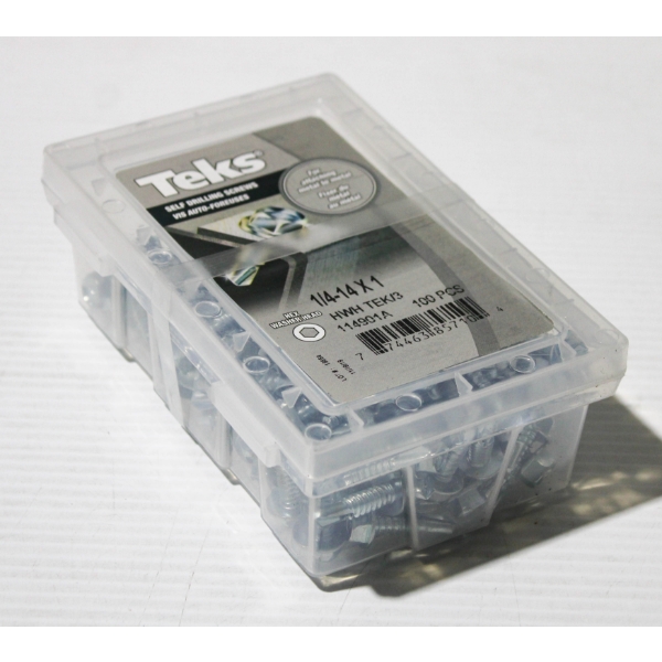 100PC TEKS 1/4-14 X 1 SELF DRILLING SCREWS - HWH TEK/3