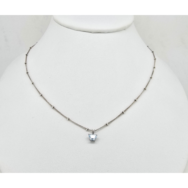 .925 SILVER 18" NECKLACE W/ AQUAMARINE PENDANT