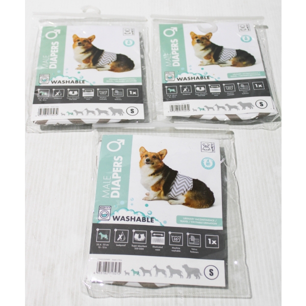 3 SMALL MALE DOG DIAPERS - WASHABLE