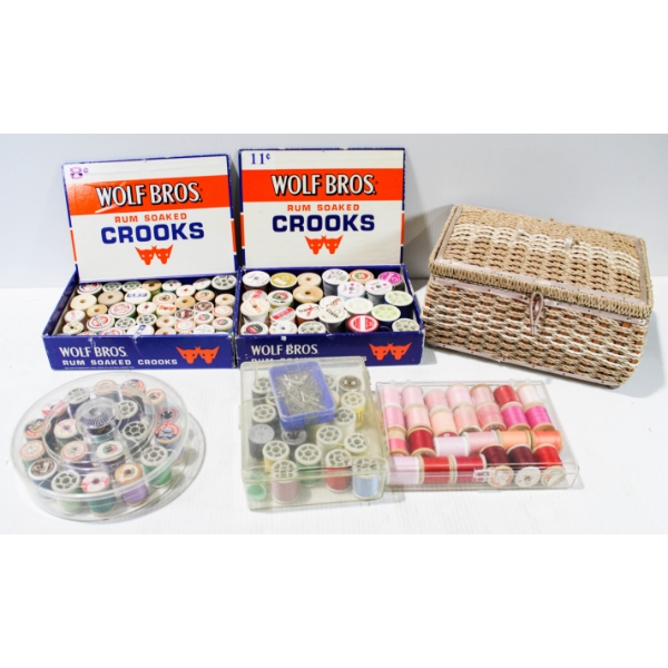 MISC THREAD & SEWING BASKET
