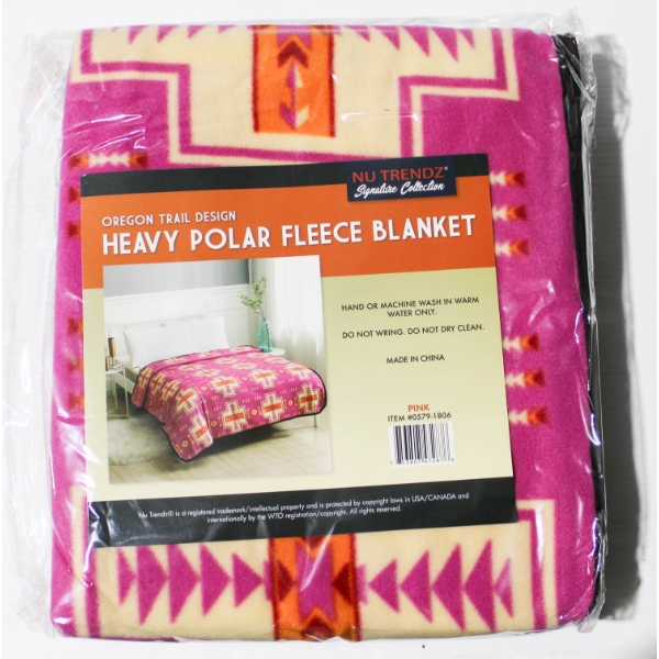 NEW NU TRENDZ OREGON TRAIL POLAR FLEECE BLANKET - PINK