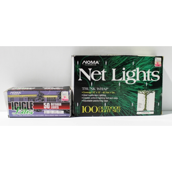 NEW NOMA ICICLE OUTDOOR LIGHTS & 100 OUTDOOR NET LIGHTS