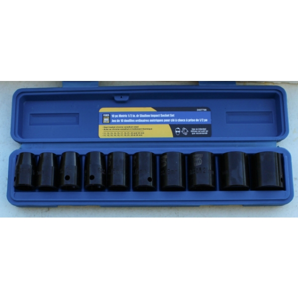 10PC 1/2" DRIVE METRIC SHALLOW IMPACT SOCKET SET