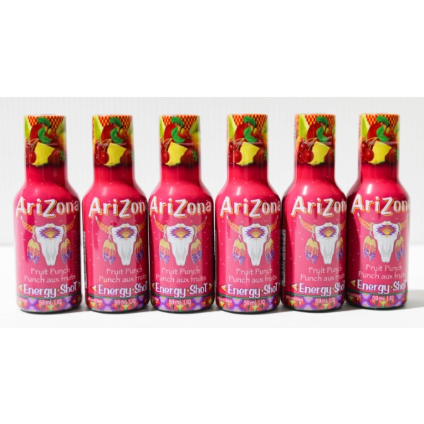 6 ARIZONA FRUIT PUNCH ENERGY DRINK SHOTS 59ML EACH