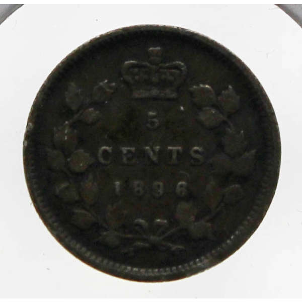 1896 CANADIAN SILVER 5 CENT COIN