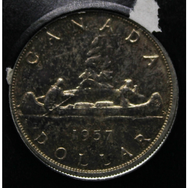 1957 (3-WATERLINE) CANADIAN VOYAGEUR SILVER DOLLAR