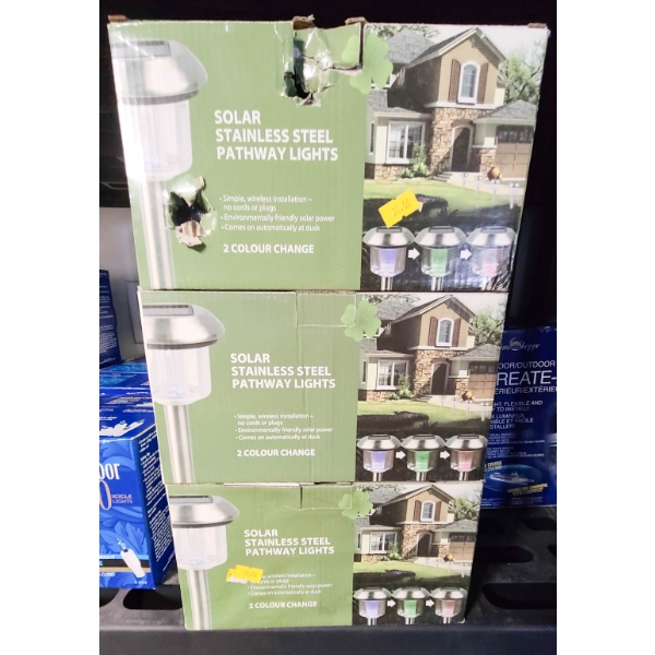 3 X 2 SOLAR COLOR CHANGING STAINLESS STEEL PATHWAY LIGHTS