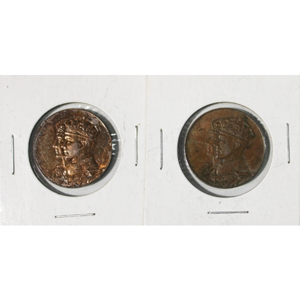 2 X 1939 ROYAL VISIT TO CANADA TOKEN COINS 