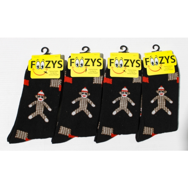 4PR NEW UNISEX FOOZYS SOCKS - RAGDOLL MONKEY - BLK