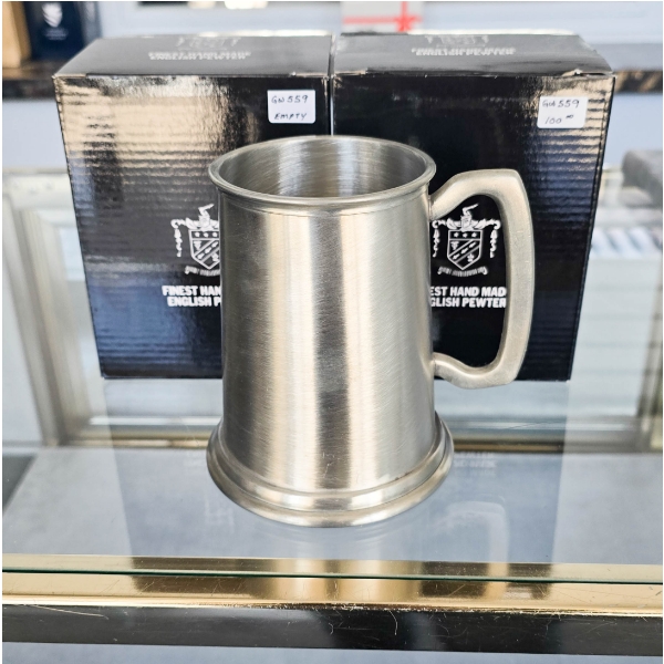 PAIR OF NEW HANDMADE ENGLISH PEWTER TANKARDS
