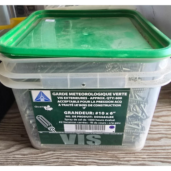 NEAR FULL BOX OF #10 X 6" COATED DECK SCREWS