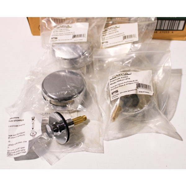 4 NEW AB&A TRIM KIT PUSH EN LIFT OVERFLOW PLATE & STOPPER