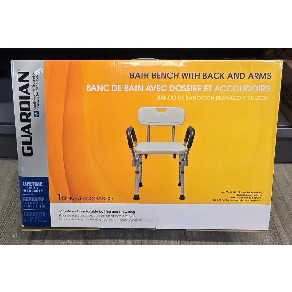 GUARDIAN BATH BENCH W/ BACK & ARMS