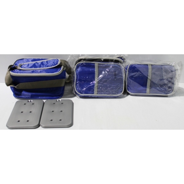 3 NEW COOLER / LUNCH BAGS W/ 2 ICE PACKS