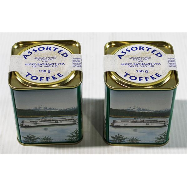 2 NUTTY CLUB BRITISH COLUMBIA GIFT TINS W/ ASST. TOFFEE