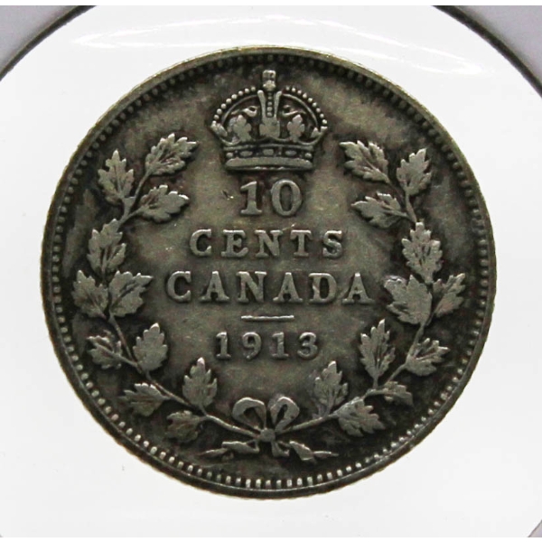 1913 KING EDWARD VII CANADA SILVER 10 CENT COIN