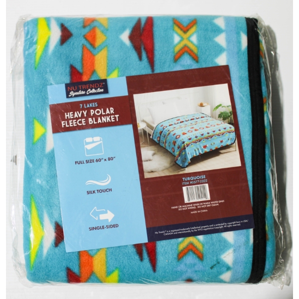 NEW NU TRENDZ 7 LAKES POLAR FLEECE BLANKET - TURQUOISE