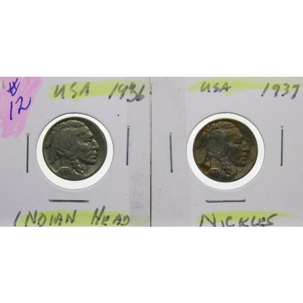 1939-1937 USA INDIAN HEAD NICKLES