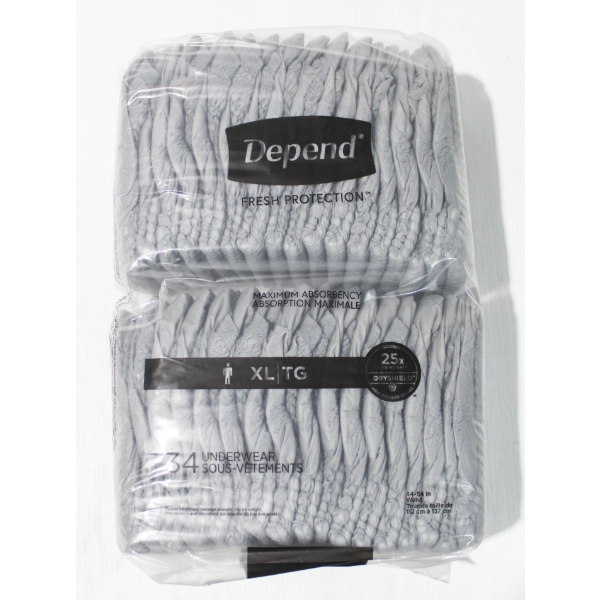 34 DEPEND ADULT MEN INCONTINENCE UNDERWEAR - XL