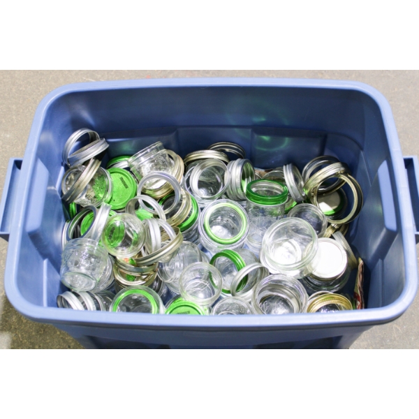 40+ CANNING JARS W/ LIDS - DECORATIVE DESIGN 