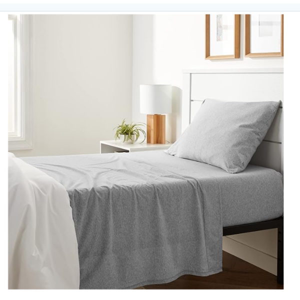 HEATHER COTTON JERSEY BED SHEET SET - TWIN