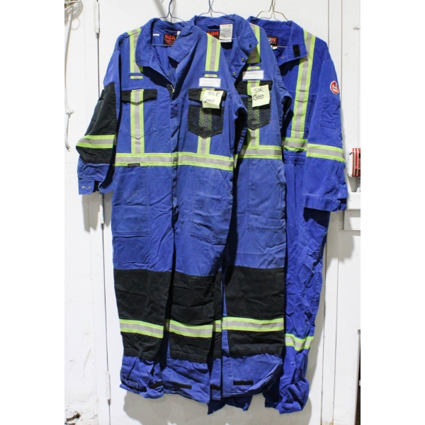 3 CLEANED USED FIRE RETARDANT COVERALLS 50R & 56R