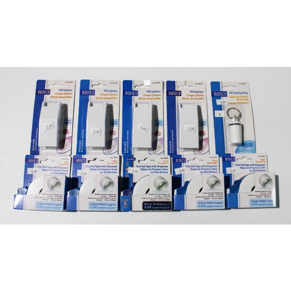 NEW PILL SPLITTERS & CLEAR FIRST AID TAPE W/ DISPENSERS