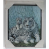 Image 1 : WHITE TIGER FAMILY WALL ART FRAMED PICTURE 