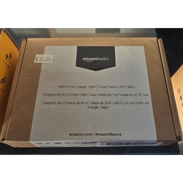 60W 5-PORT CHARGER, USB-C POWER DELIVERY 30W, BLACK