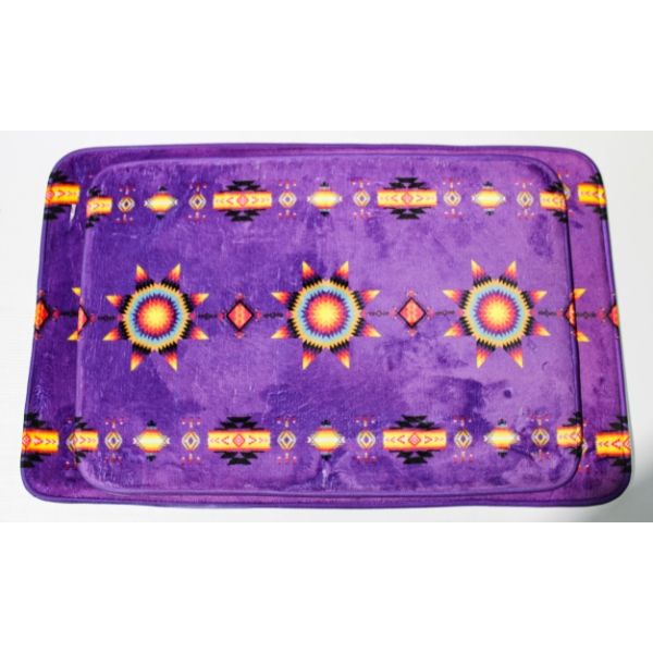 2PC NU TRENDS BATHROOM PURPLE MAT SET - STARBURST DESIGN