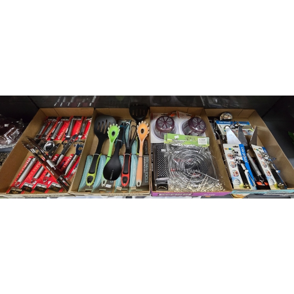 LARGE LOT OF ASSORT. KITCHEN TOOLS AND SUPPLIES