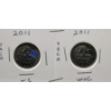 Image 1 : TWO 2011 CANADIAN ORCA WC & WOC 25 CENT COINS