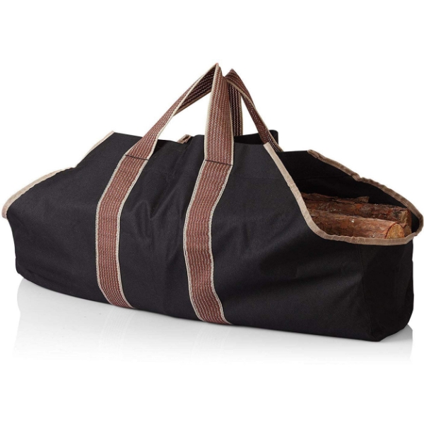 NEW FIREWOOD CARRY BAG - BLACK / BROWN